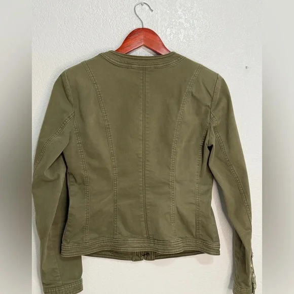 White House Black Market Olive Military Jacket Gold Buttons Utility Size 6 - Picture 8 of 15
